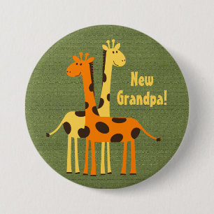 Cute New Baby Grandpa Grandfather Giraffe 3 Inch Round Button