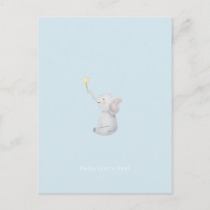 Cute Newborn Baby Hello Little One Elephant Card. Postcard