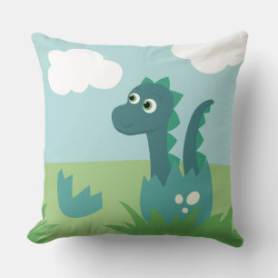 Cute newborn dinosaur boy nursery throw pillow