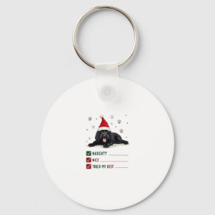 Cute Newfoundland Dog Christmas Naughty Nice Tried Keychain