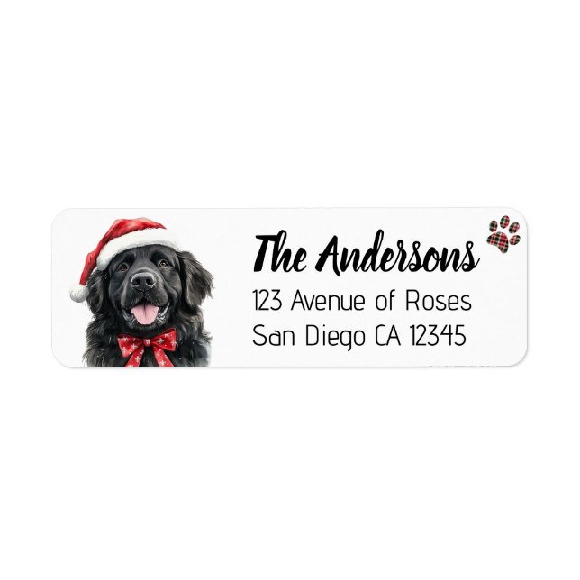 Cute Newfoundland Dog with Santa Hat (Devant)