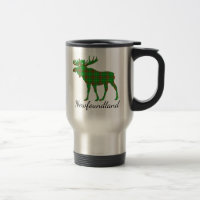 Cute Newfoundland moose tartan travel mug