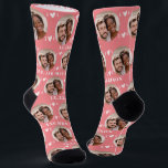 Cute Newlyweds Photo Rose Gold Wedding  Socks<br><div class="desc">These cute rose gold wedding socks feature the newlywed couple's photo and white hearts in an offset pattern on a rose gold background and your names and wedding date! These are perfect as a bridal party favour, or as a gift for the happy couple! Background colour is also customizable to...</div>