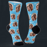 Cute Newlyweds Photo Wedding Blue Wedding Socks<br><div class="desc">These cute blue wedding socks feature the newlywed couple's photo and white hearts in an offset pattern on a light blue background and your names and wedding date! These are perfect as a bridal party favour, or as a gift for the happy couple! Background colour is also customizable to match...</div>