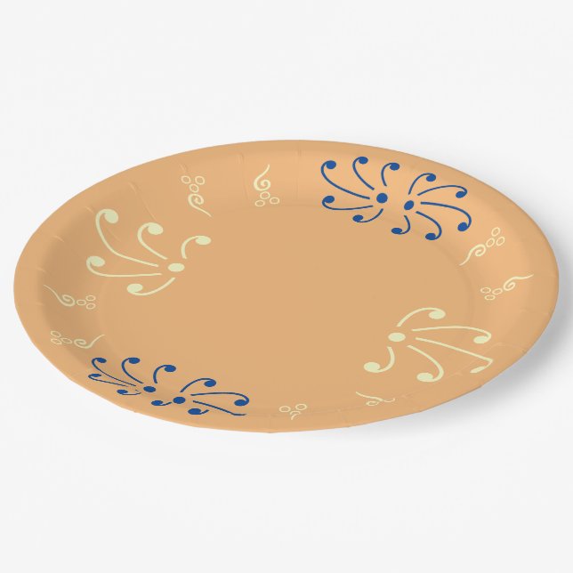 Cute Nice & Lovely Fancy Flora Text Pattern Design Paper Plate (Angled)