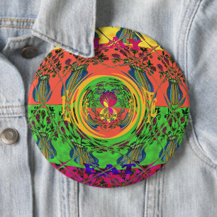 Cute Nice & Lovely Floral Motif Art Print Design 6 Inch Round Button