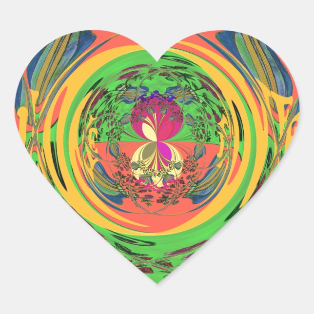 Cute Nice & Lovely Floral Motif Art Print Design Heart Sticker (Front)
