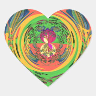 Cute Nice & Lovely Floral Motif Art Print Design Heart Sticker