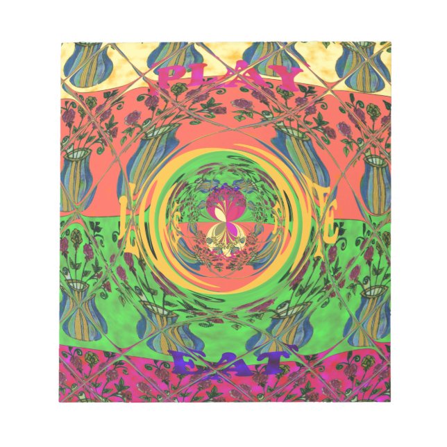 Cute Nice & Lovely Floral Motif Art Print Design Notepad (Front)