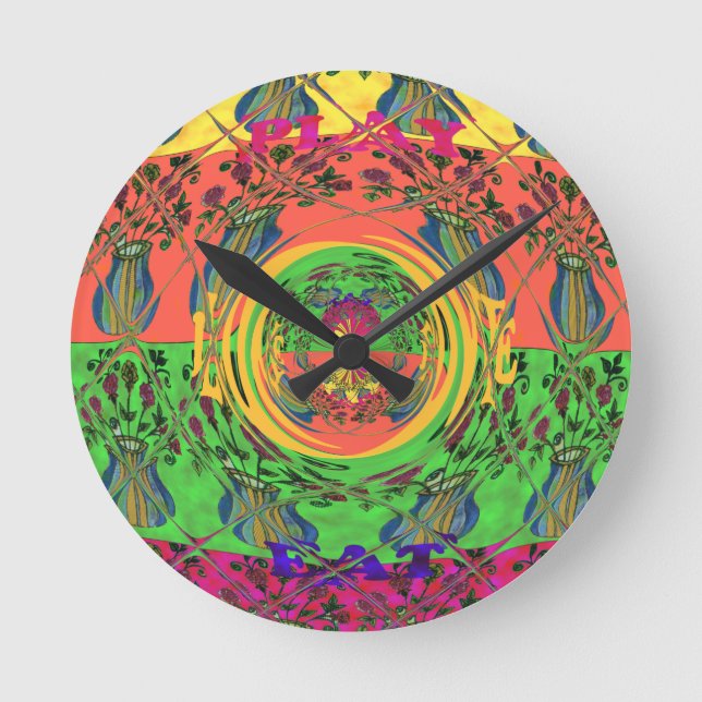 Cute Nice & Lovely Floral Motif Art Print Design Round Clock (Front)