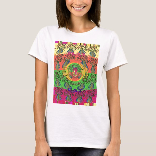 Cute Nice & Lovely Floral Motif Art Print Design T-Shirt (Front)
