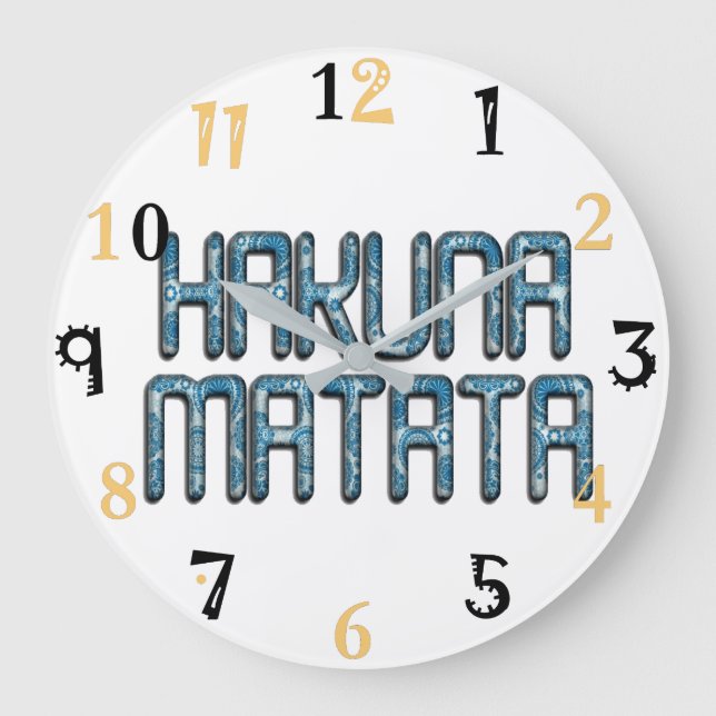 Cute Nice Lovely Hakuna Matata Design Text art Large Clock (Front)