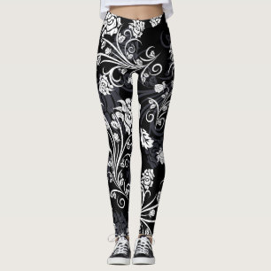 Cute Nice Shading Floral White Flowers Pattern Leggings