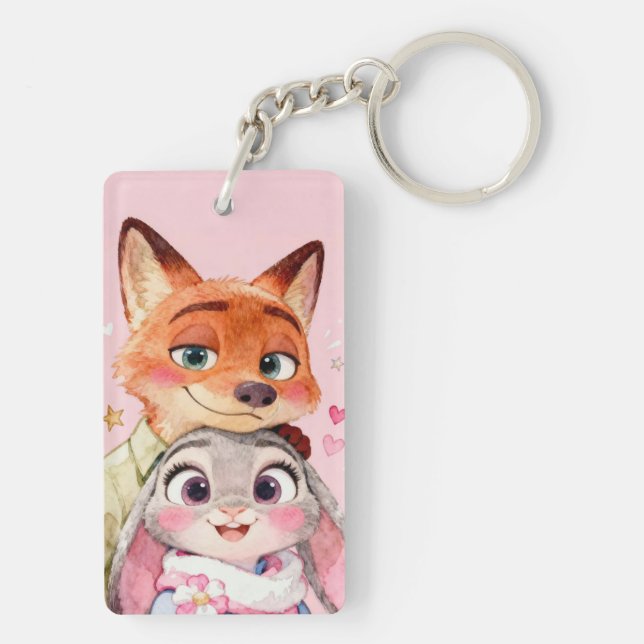 Cute Nick and Hops Acrylic Keychain. Keychain (Back)