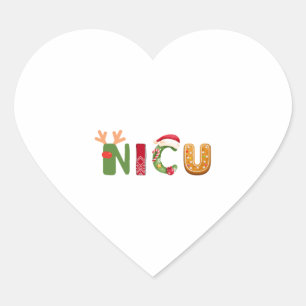 Cute NICU Christmas design Heart Sticker