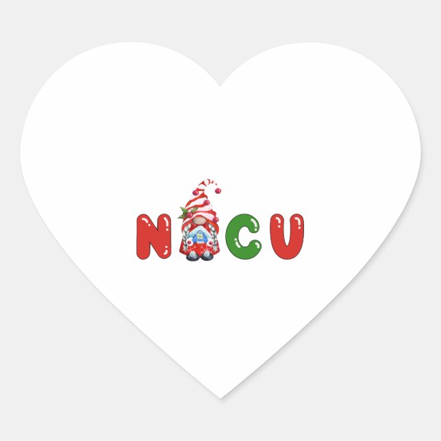 Cute NICU Christmas design   Heart Sticker (Front)
