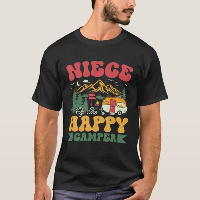 Cute Niece Of The Happy Camper Groovy Camping Trip T-Shirt (Front)