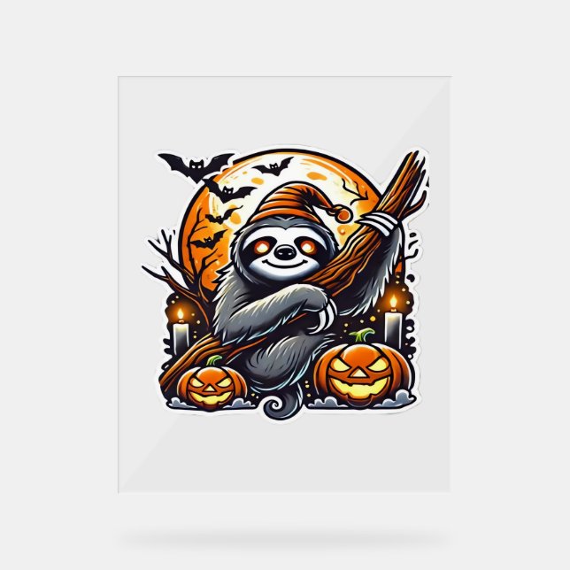 Cute Night Sloth Halloween Classic T-Shirt Acrylic Sign (Front)