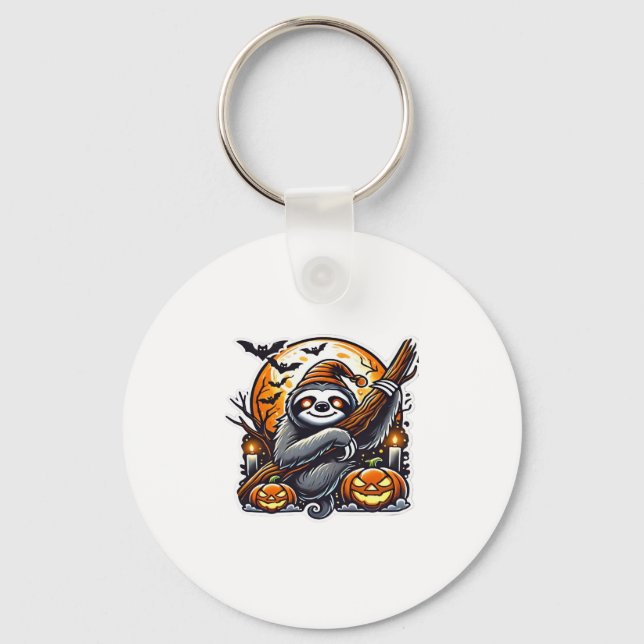 Cute Night Sloth Halloween Classic T-Shirt Keychain (Front)
