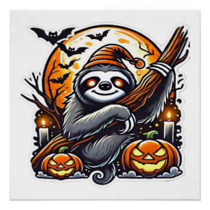 Cute Night Sloth Halloween Classic T-Shirt Poster