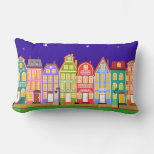 Cute Night Town Walking Cat Pillow