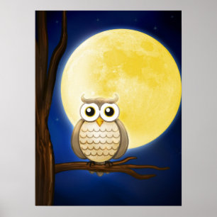 Cute Night Wise Owl   Poster