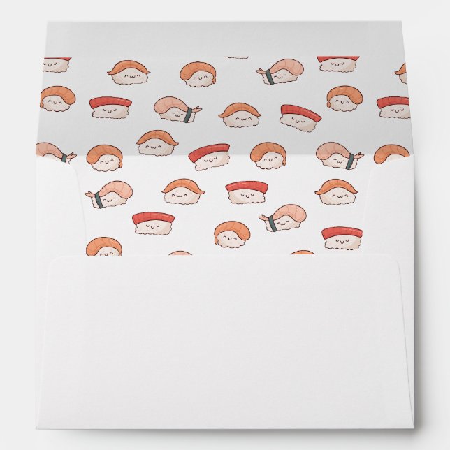 Cute Nigiri Sushi Seamless Pattern Envelope (Back (Bottom))
