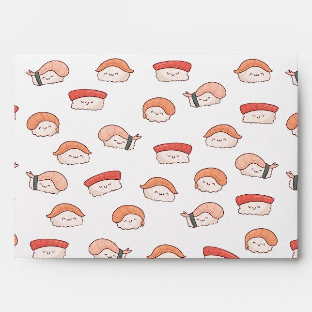 Cute Nigiri Sushi Seamless Pattern Envelope (Front)