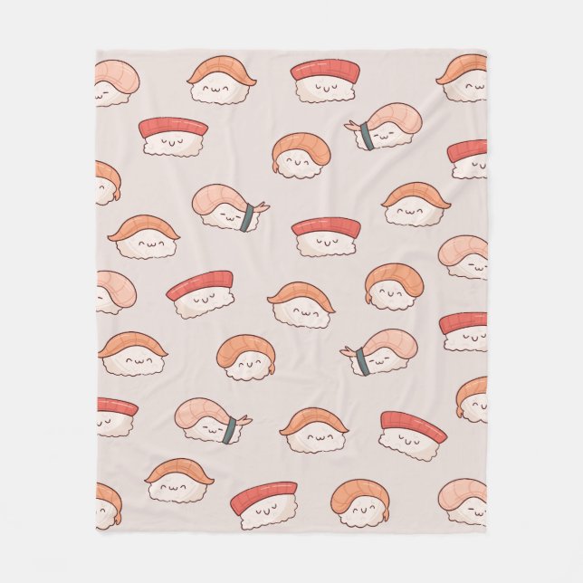 Cute Nigiri Sushi Seamless Pattern Fleece Blanket (Front)