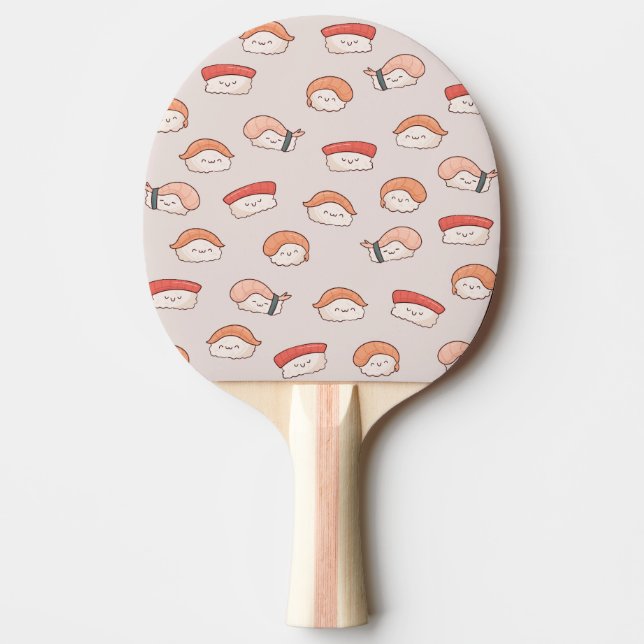 Cute Nigiri Sushi Seamless Pattern Ping Pong Paddle (Front)