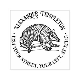 Cute Nine Banded Armadillo Name Return Address Self-inking Stamp