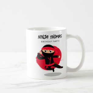 Cute Ninja Black Red Kids Birthday Party T Shirt Coffee Mug