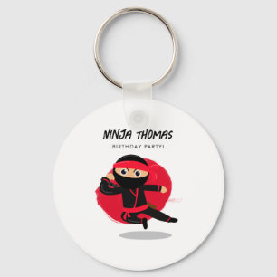 Cute Ninja Black Red Kids Birthday Party T Shirt Keychain