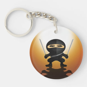Cute Ninja Boy Dual Katana Kawaii Anime Artwork Keychain