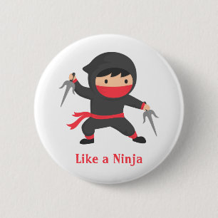 Cute Ninja Boy with Sai Weapons for Kids 2 Inch Round Button