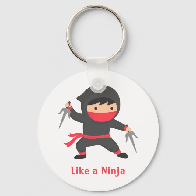 Cute Ninja Boy with Sai Weapons for Kids Keychain (Front)