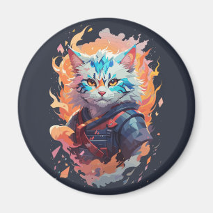 Cute Ninja Cat Warrior Design Magnet