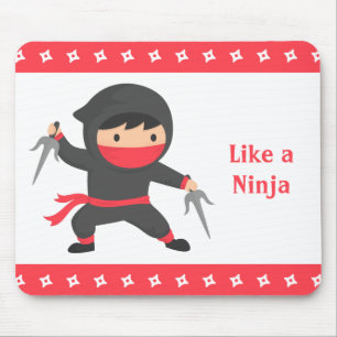 Cute Ninja Kid with Sai Weapons for Kids Mouse Pad