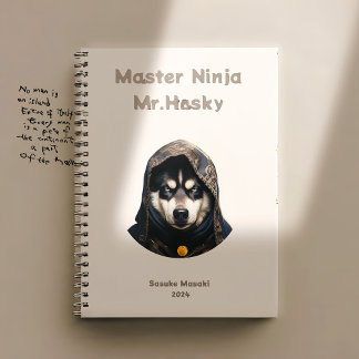 Cute Ninja Master Husky Carnet personnalisé Crème