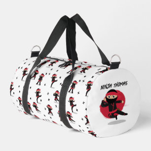 Cute Ninja Warrior Black & Red Kids School Duffle Bag