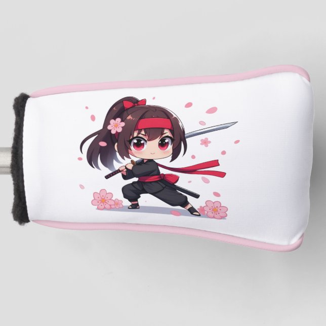 Cute ninja warrior blossom girl golf head cover (Front)