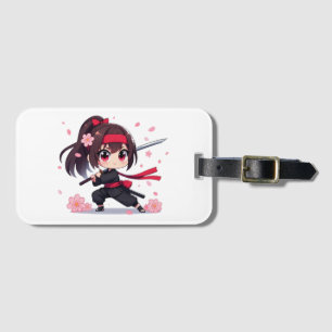 Cute ninja warrior blossom girl luggage tag