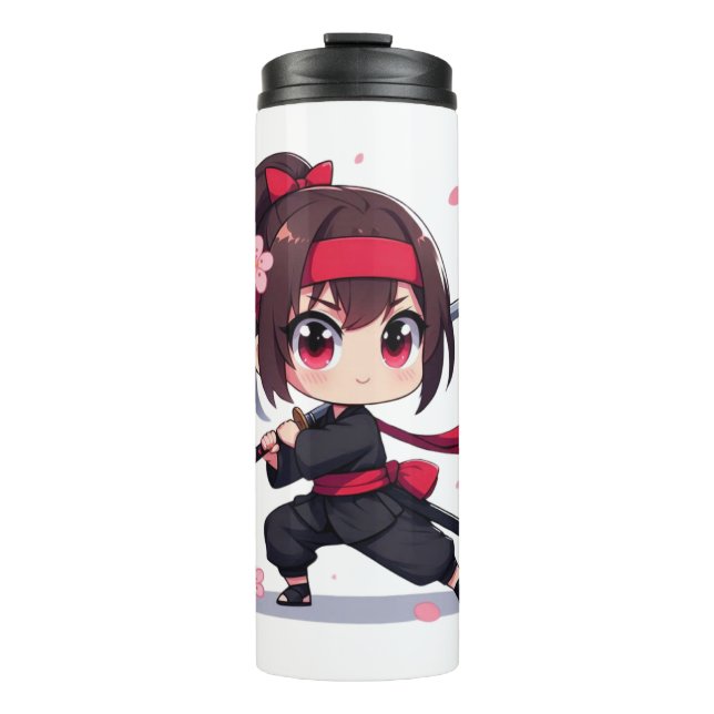 Cute ninja warrior blossom girl thermal tumbler (Front)