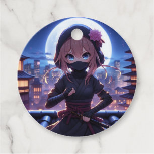 Cute ninja warrior girl  favour tags