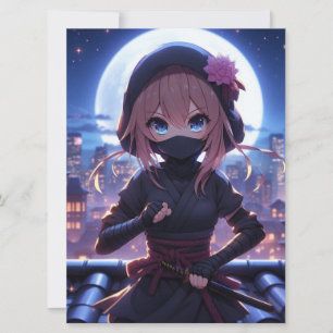 Cute ninja warrior girl  holiday card