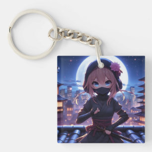 Cute ninja warrior girl  keychain