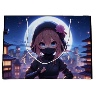 Cute ninja warrior girl  large gift bag