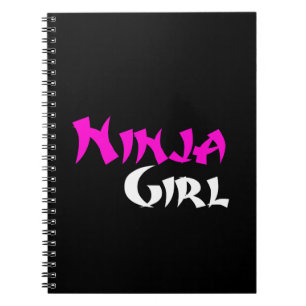 Cute Ninja Warrior Girl - Pink, Black and White  Notebook