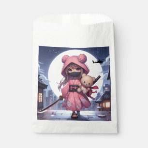 Cute ninja warrior girl & teddy favour bag