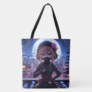 Cute ninja warrior girl  tote bag